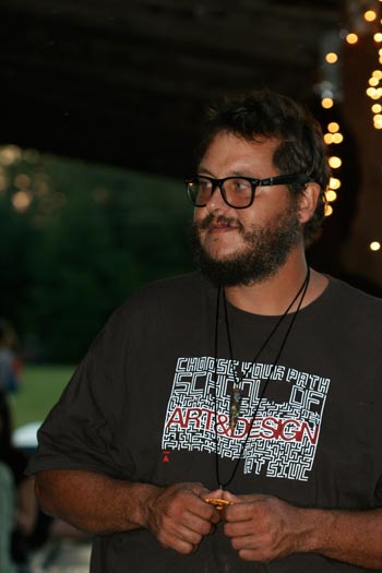 man wearing art and design shirt